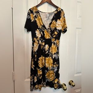 Black and yellow floral dress